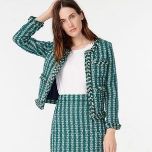 J. Crew Lady Jacket Emerald Green Tweed Size 16